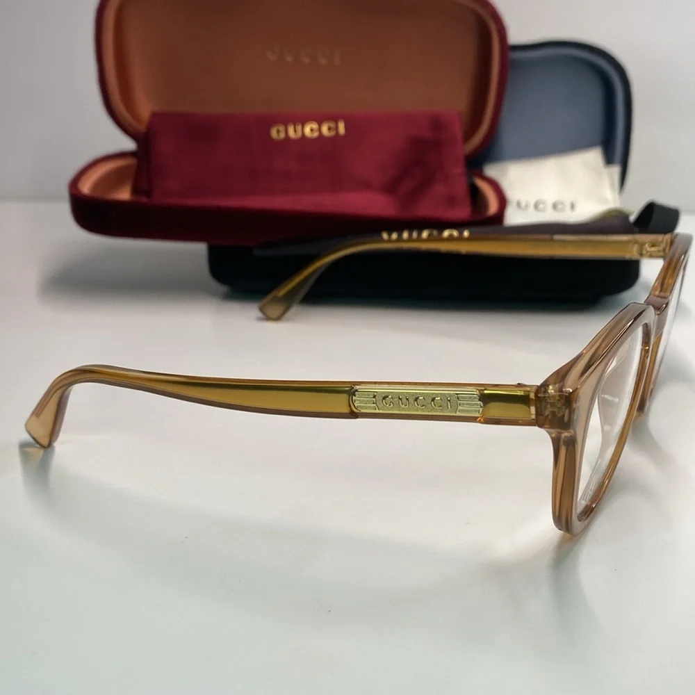 New Authentic Gucci™ - GG0937O 003 Orange Transparent Eyeglasses